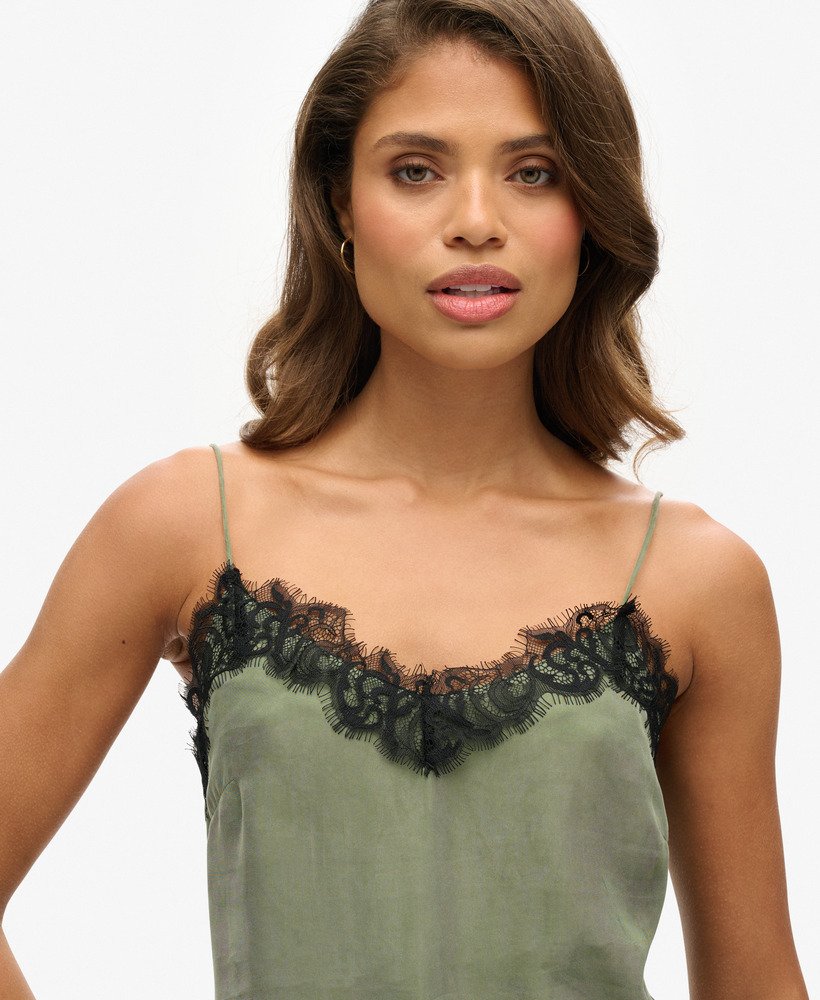 cami-top met wimperrand in thyme
