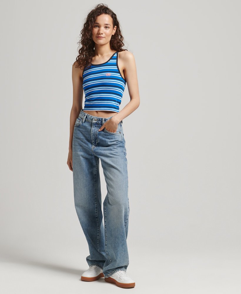 vintage cali stripe vest in blue stripe