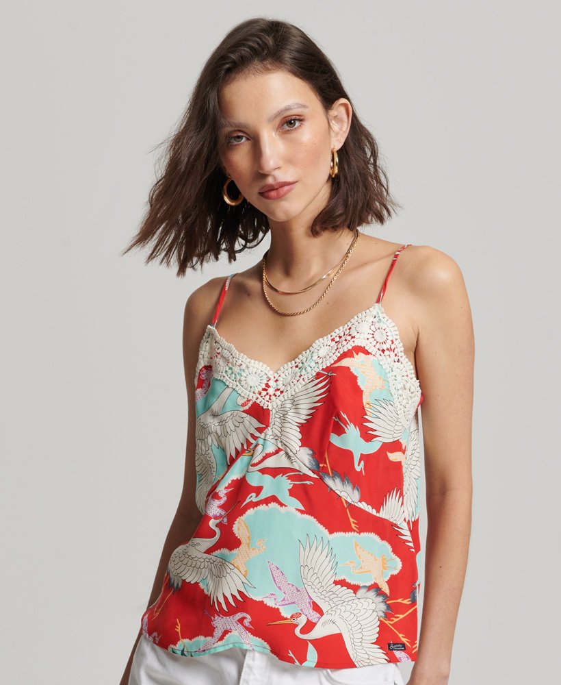 cami-top in tsuru-rood