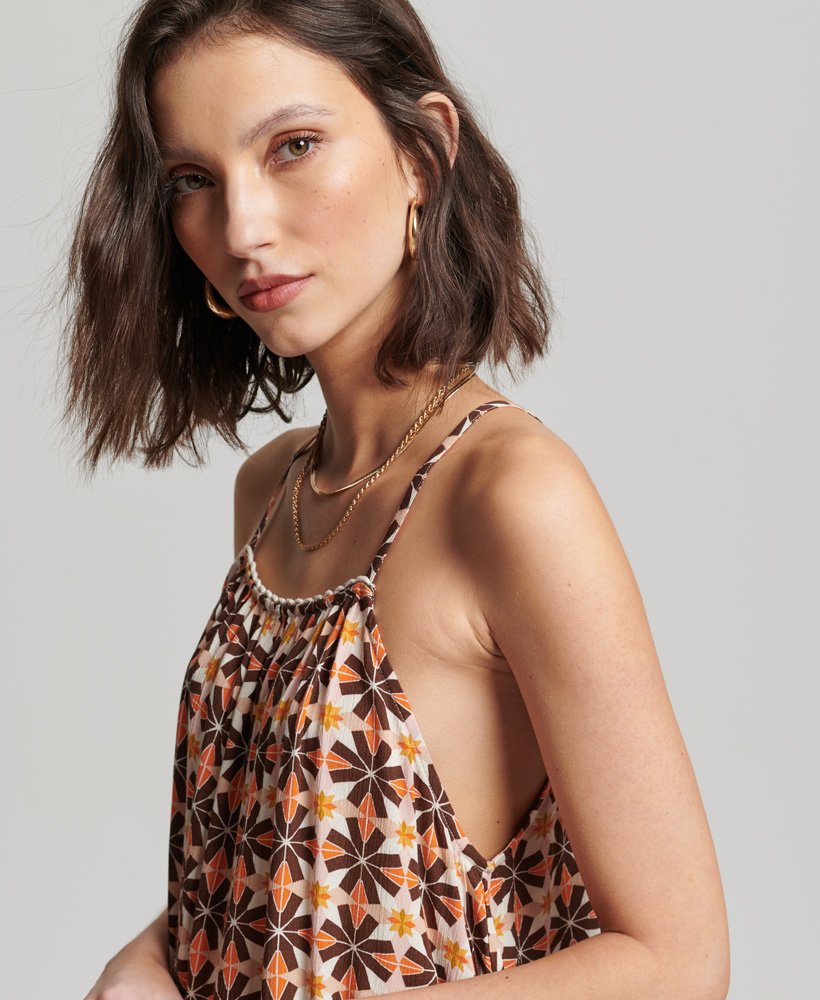 halter strandtopje met tegelprint