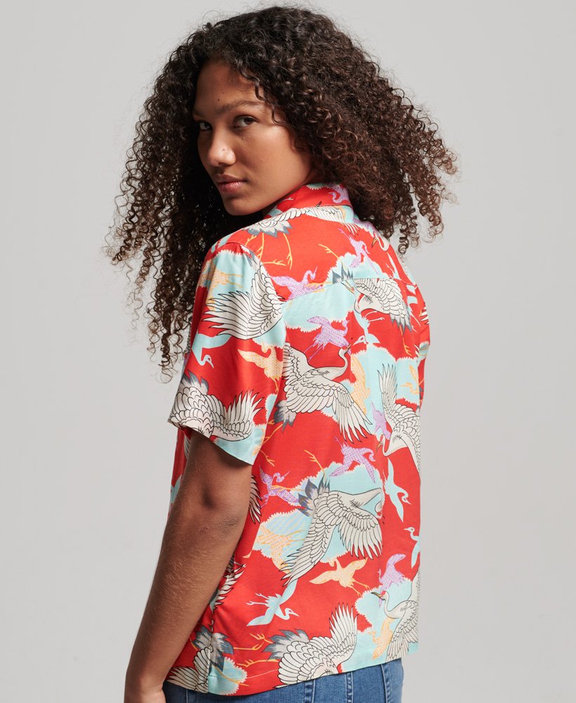 strandresortshirt in tsuru-rood