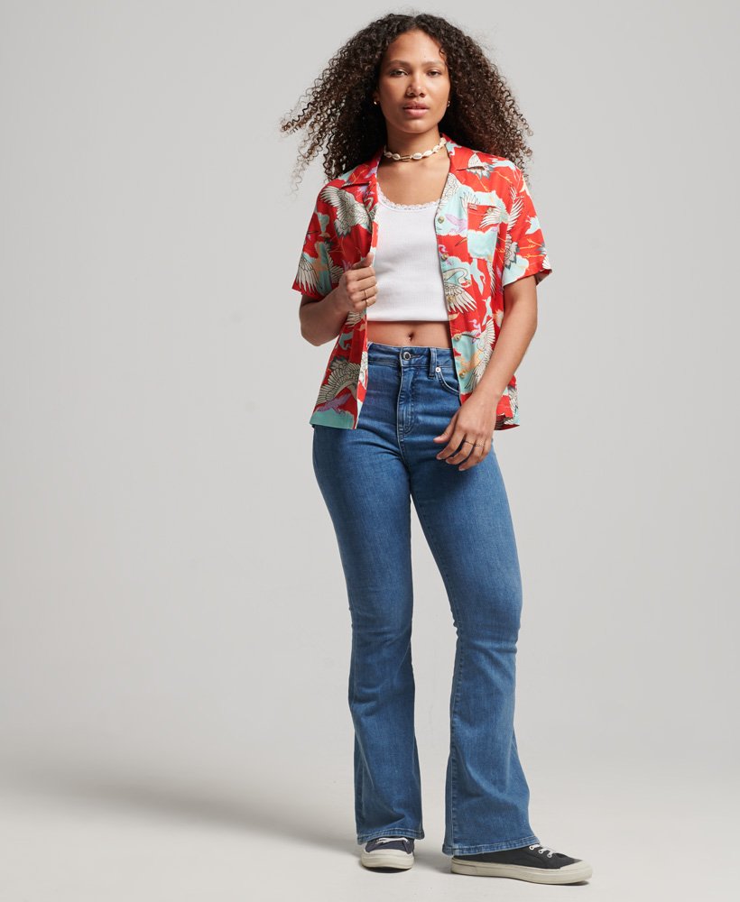 strandresortshirt in tsuru-rood