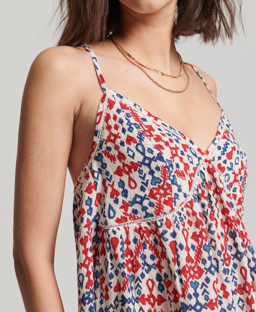 gelaagde camitop in love ikat-rood