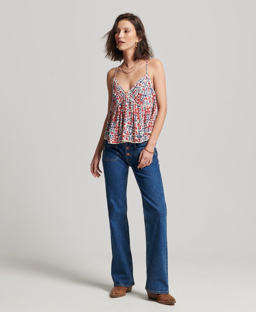 gelaagde camitop in love ikat-rood