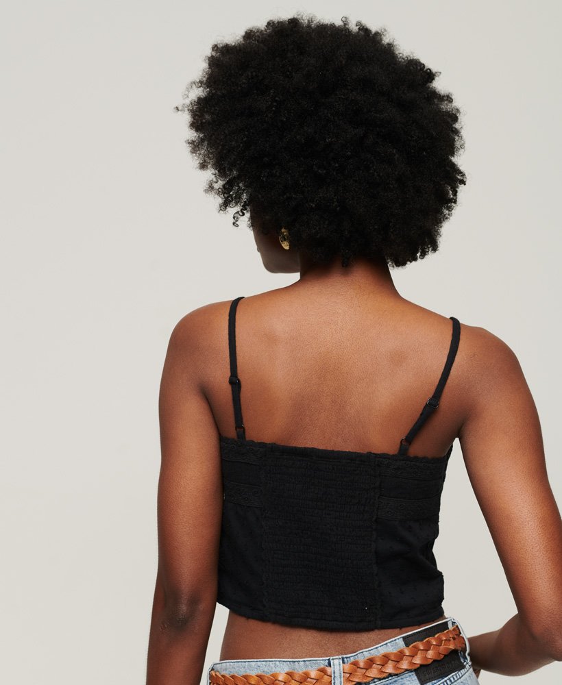 vintage geborduurd camisoletopje in zwart