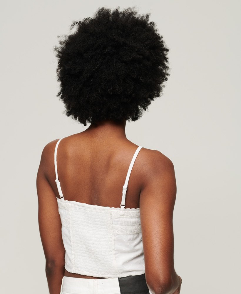 vintage geborduurd camisole topje in het wit