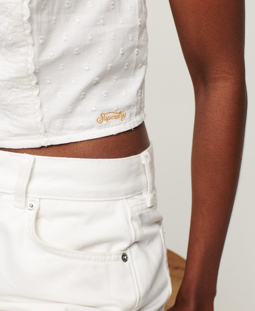 vintage geborduurd camisole topje in het wit