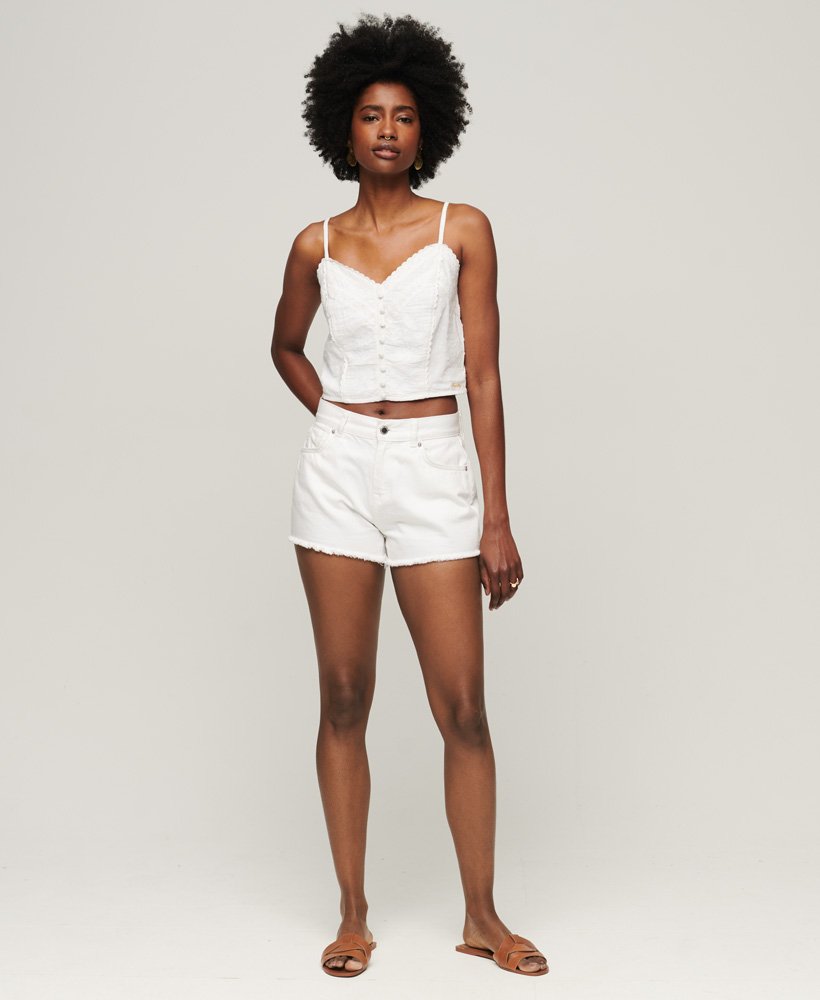 vintage geborduurd camisole topje in het wit