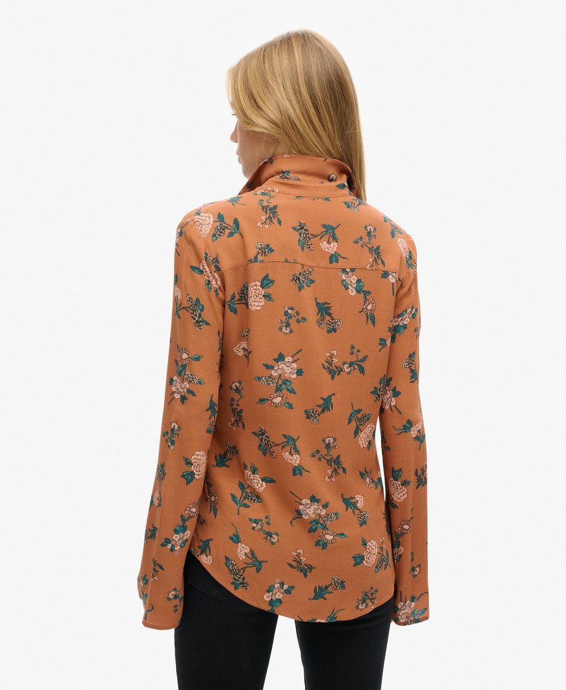 studios jaren zeventig shirt met fleur tan print