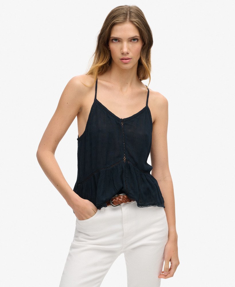 cami top met ladderrand in eclipse navy