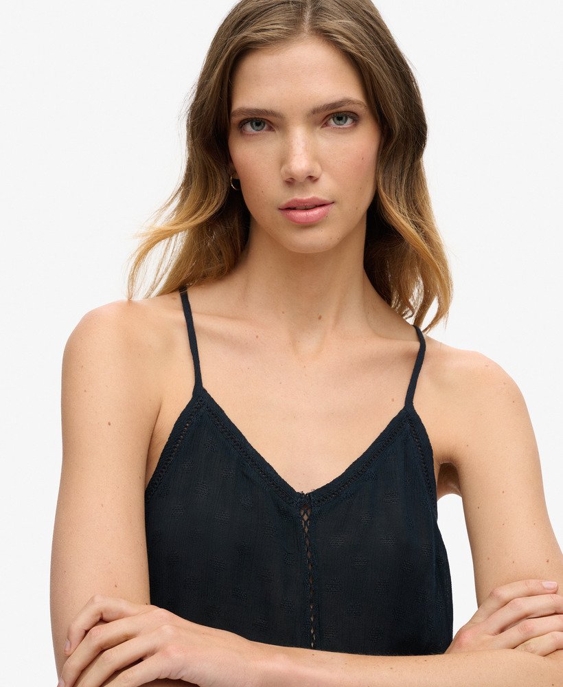 cami top met ladderrand in eclipse navy