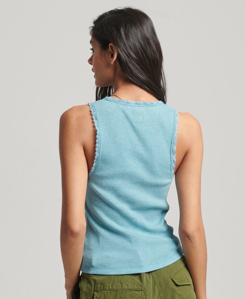 athletic essentials vesttop met kanten afwerking in air blue