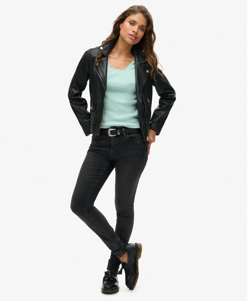 athletic essentials vesttop met kanten afwerking in mintgroen gemêleerd