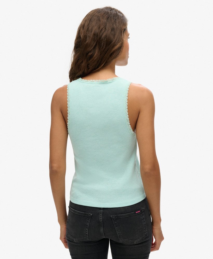 athletic essentials vesttop met kanten afwerking in mintgroen gemêleerd