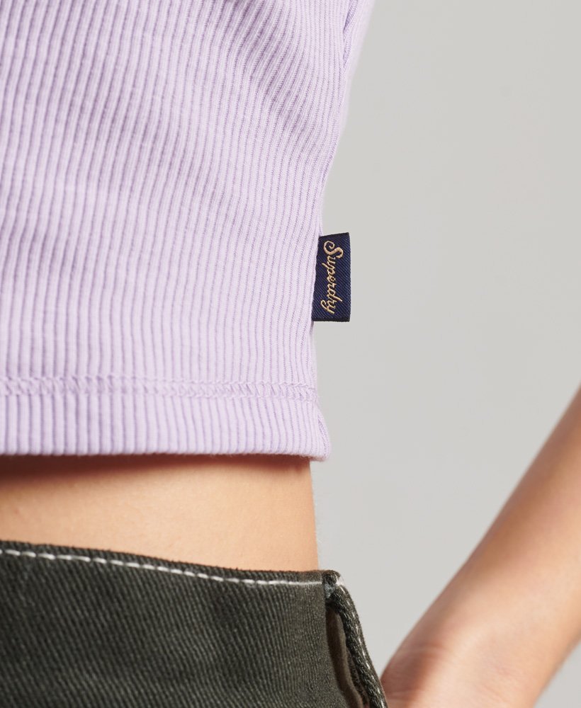 cami top met ribkantafwerking in palmviolet