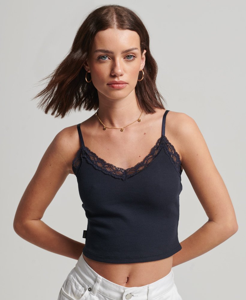 cami-top met ribkantafwerking in eclipse navy