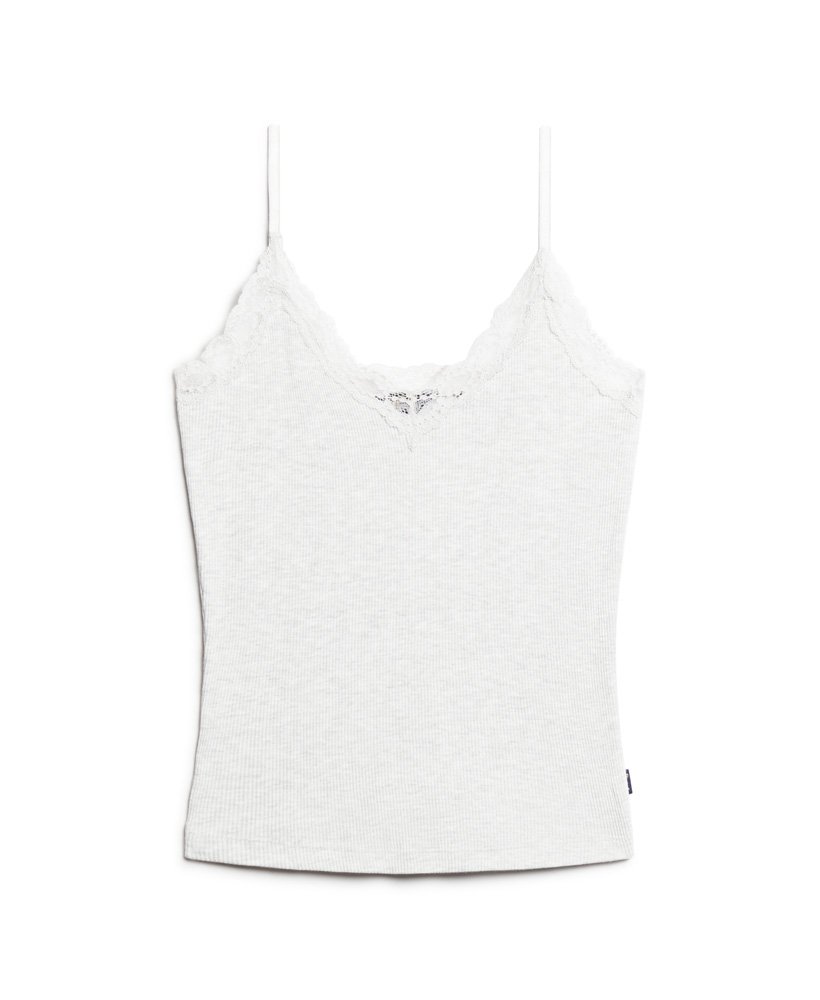 biologisch katoenen essential ribkant cami top in licht ijsgrijs gemêleerd