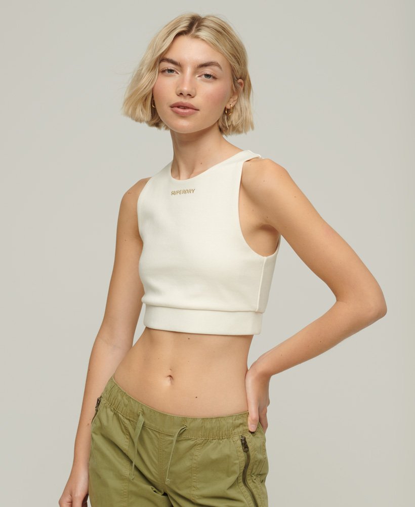 tech elastic bra top in rice white