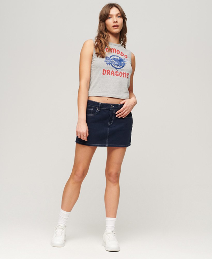 superdry x komodo classic dragon vest top in grey marl