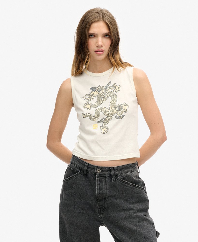 superdry x komodo vintage vest top in ecru