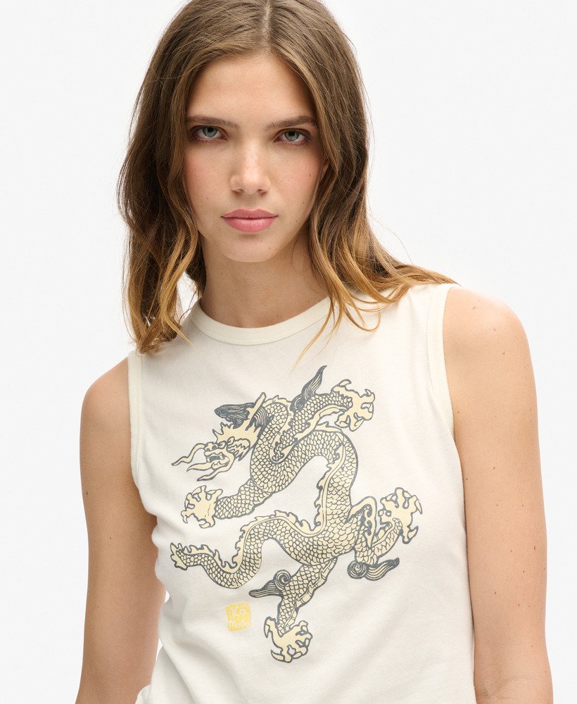 superdry x komodo vintage vest top in ecru