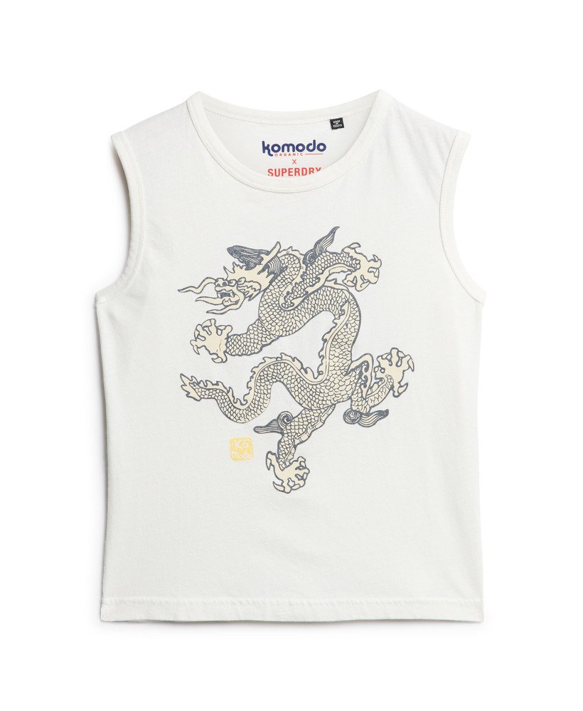 superdry x komodo vintage vest top in ecru