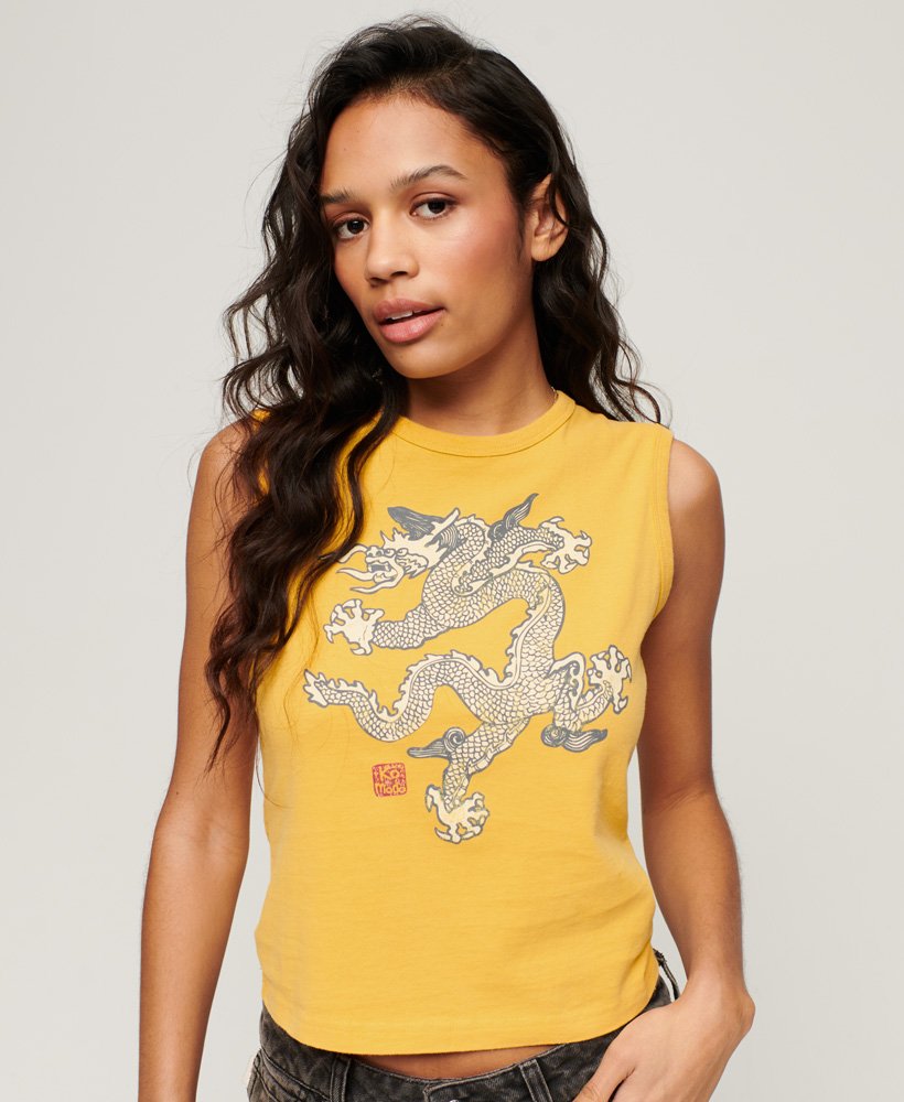 superdry x komodo vintage vest top in pigmentgeel