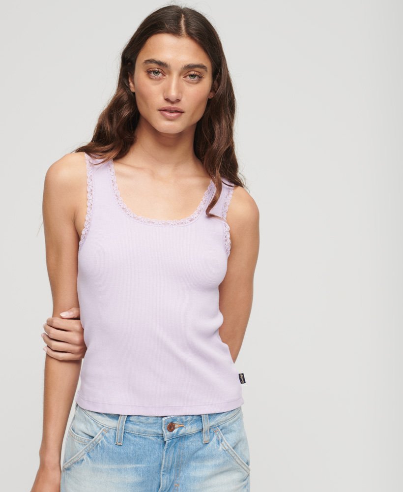 vintage vestje met kanten rand van athletic essentials in palma violet