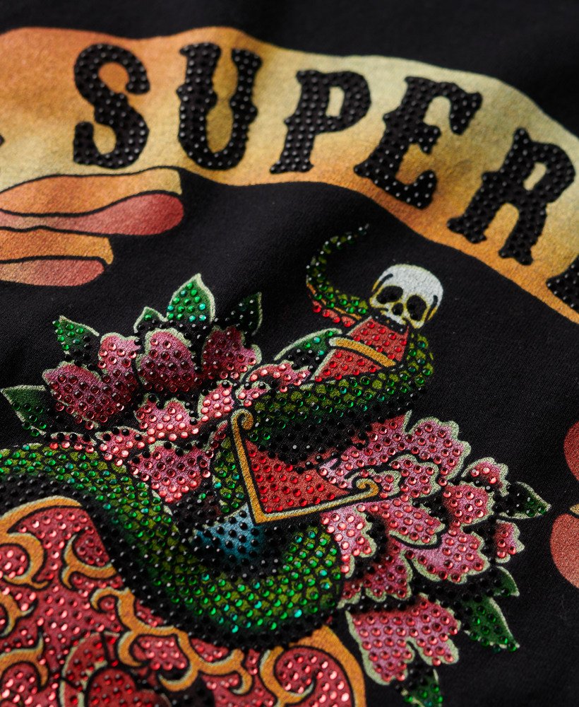 tattoo-vest met strasssteentjes in zwart