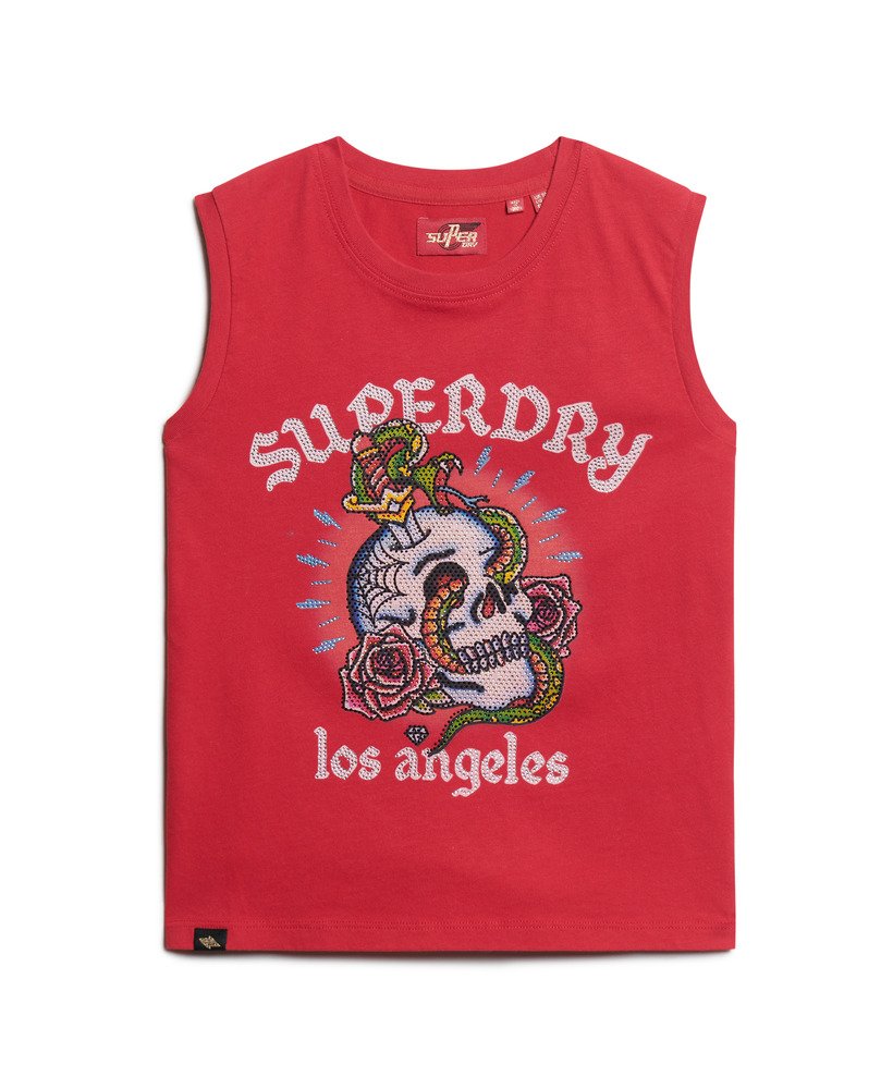 tattoo-vest met strasssteentjes in risk red