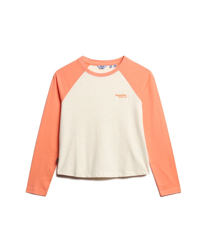 essential logo baseballtop met lange mouwen in fusion corallight oat marl