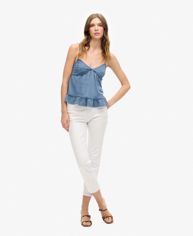gelaagde jersey camisole top in marineblauw