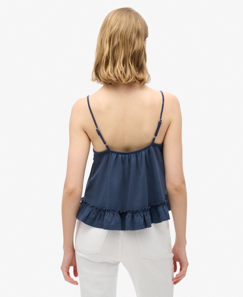 gelaagde jersey camisole top in een diepblauwe kleur