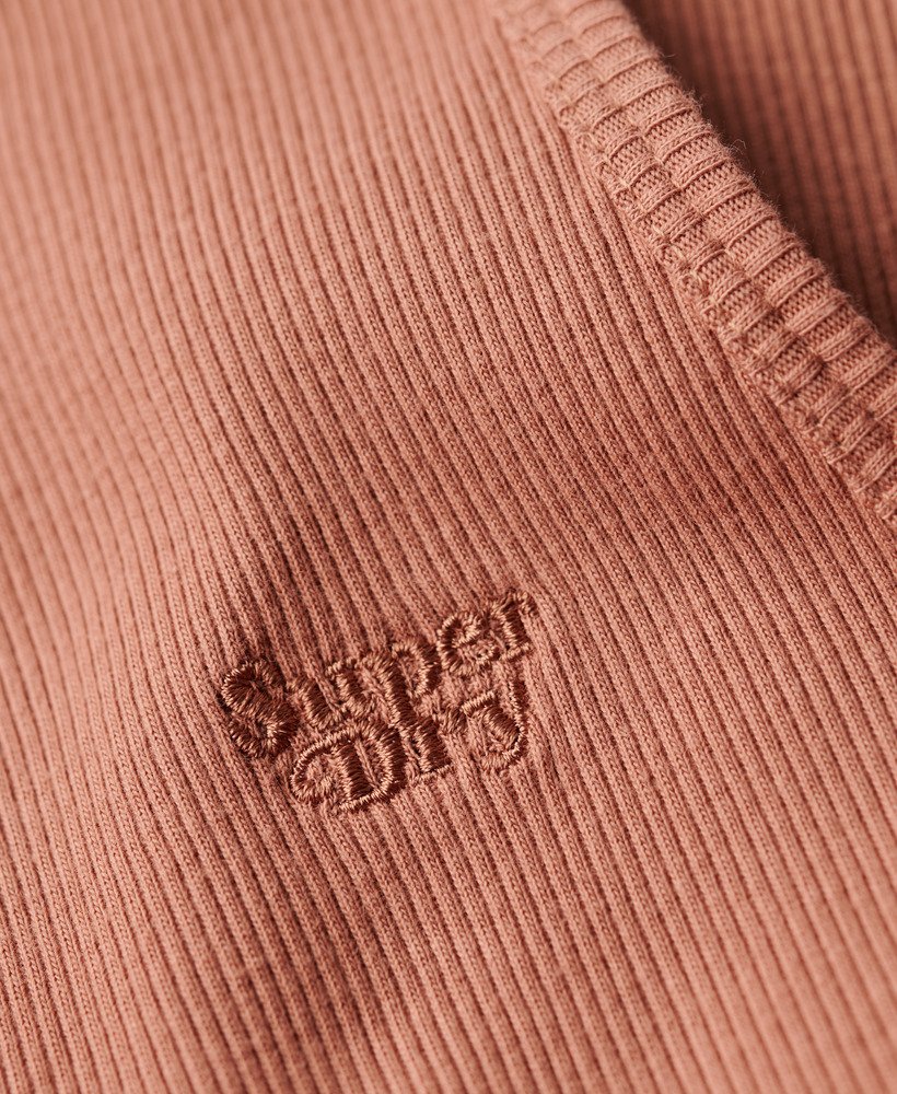 essential logo racer vest top in mocha mousse brown