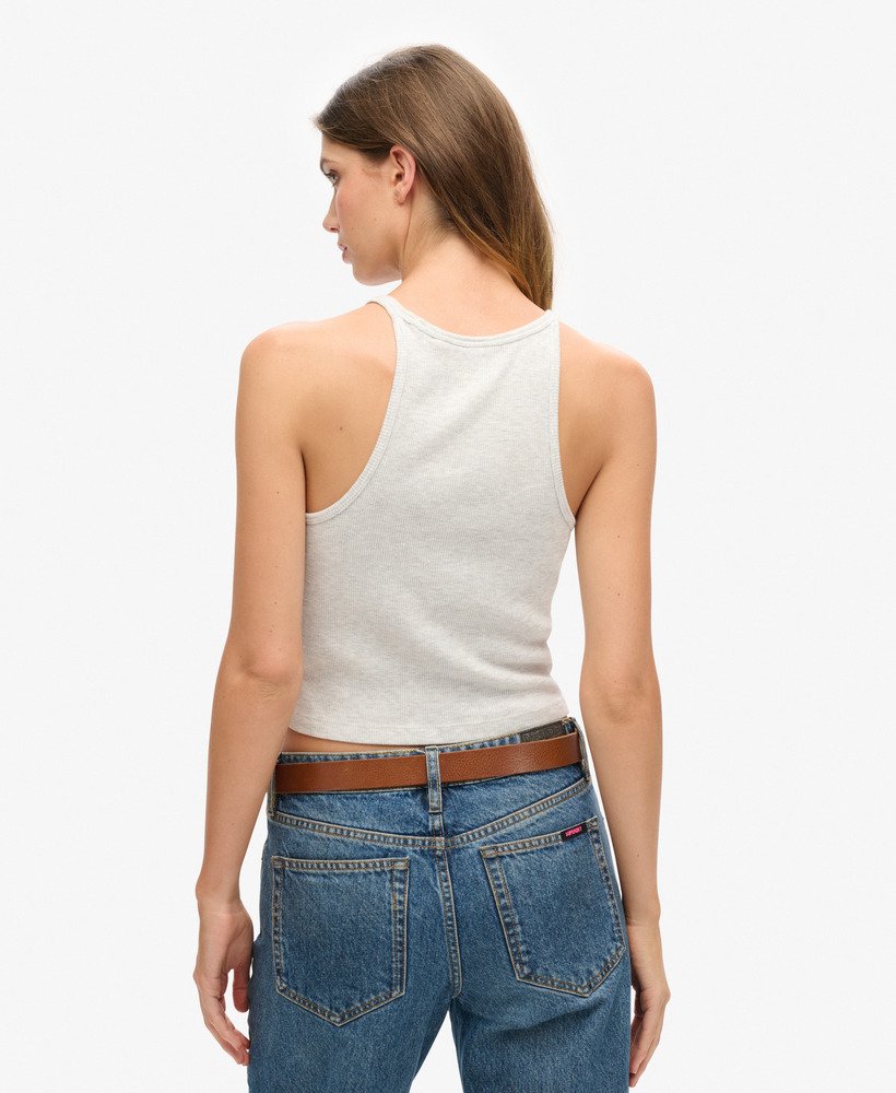 essential logo racer vest top in glacier grey marl