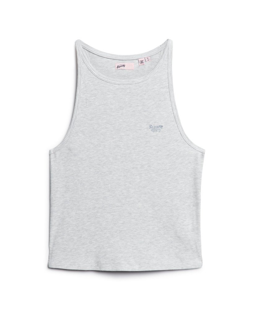 essential logo racer vest top in glacier grey marl