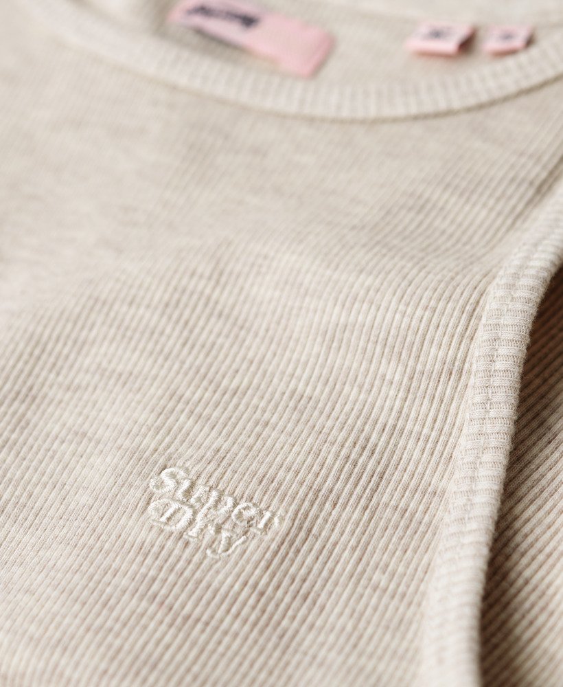 essential logo racer vest top in oat cream marl