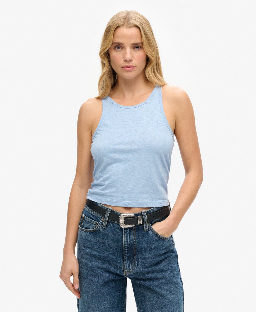 geplooide tanktop in forever blue