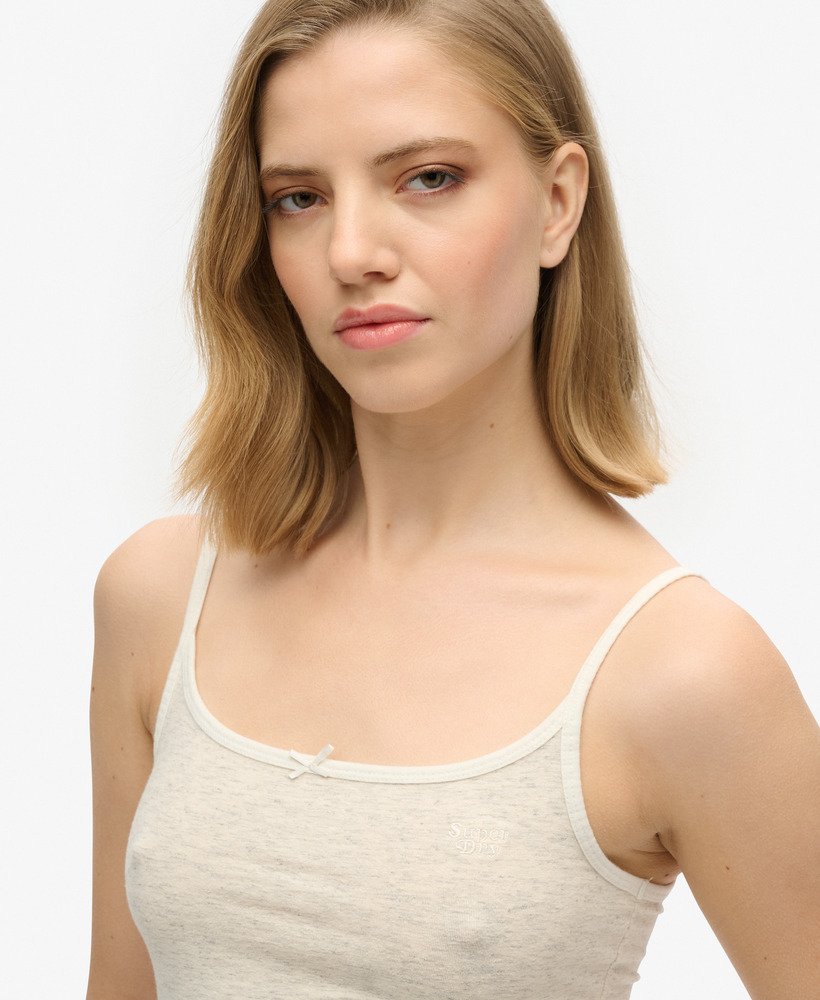 athletic essentials cami top in off white fleck marl