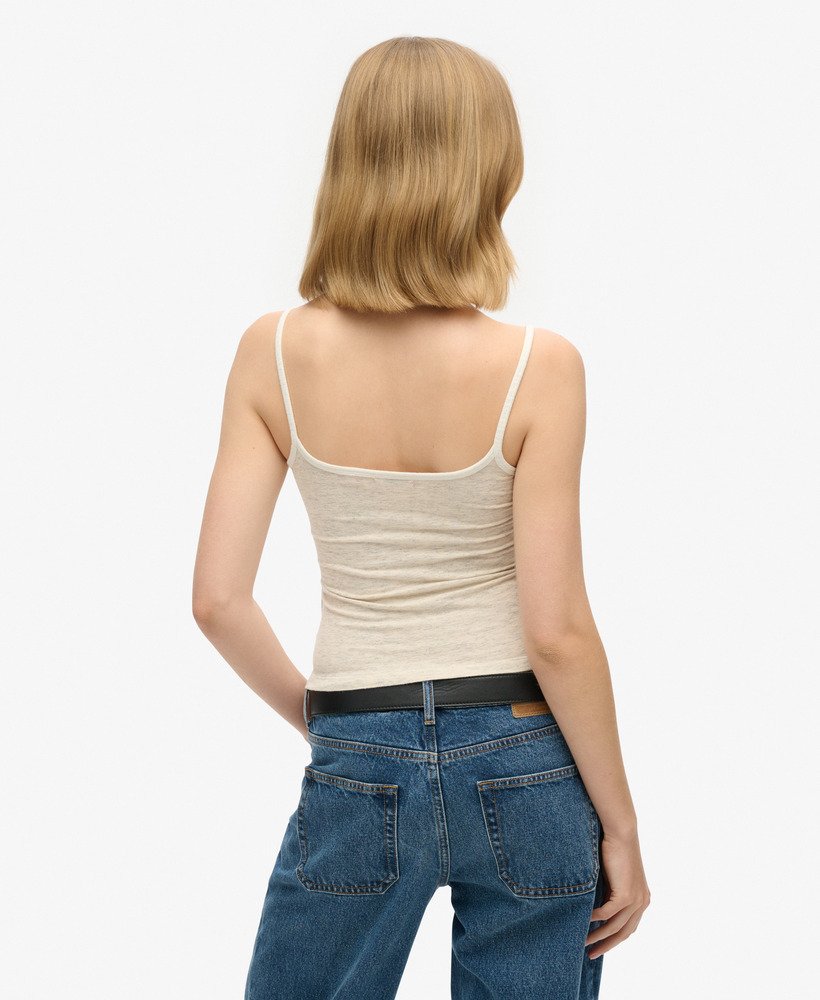 athletic essentials cami top in off white fleck marl