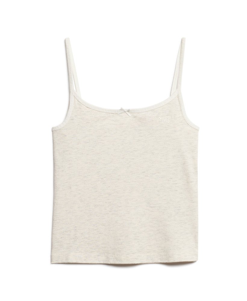 athletic essentials cami top in off white fleck marl
