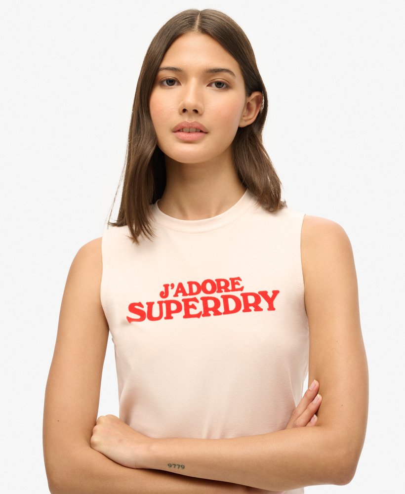sport luxe graphic fitted tank top in mauve morn pink