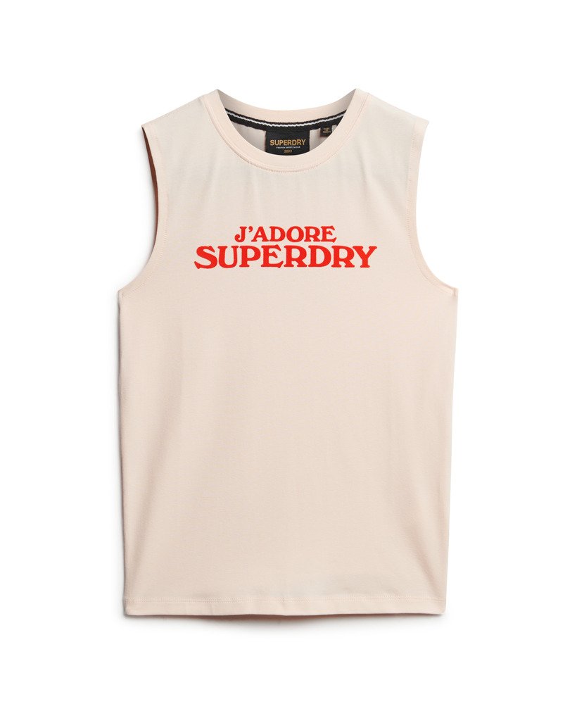 sport luxe graphic fitted tank top in mauve morn pink