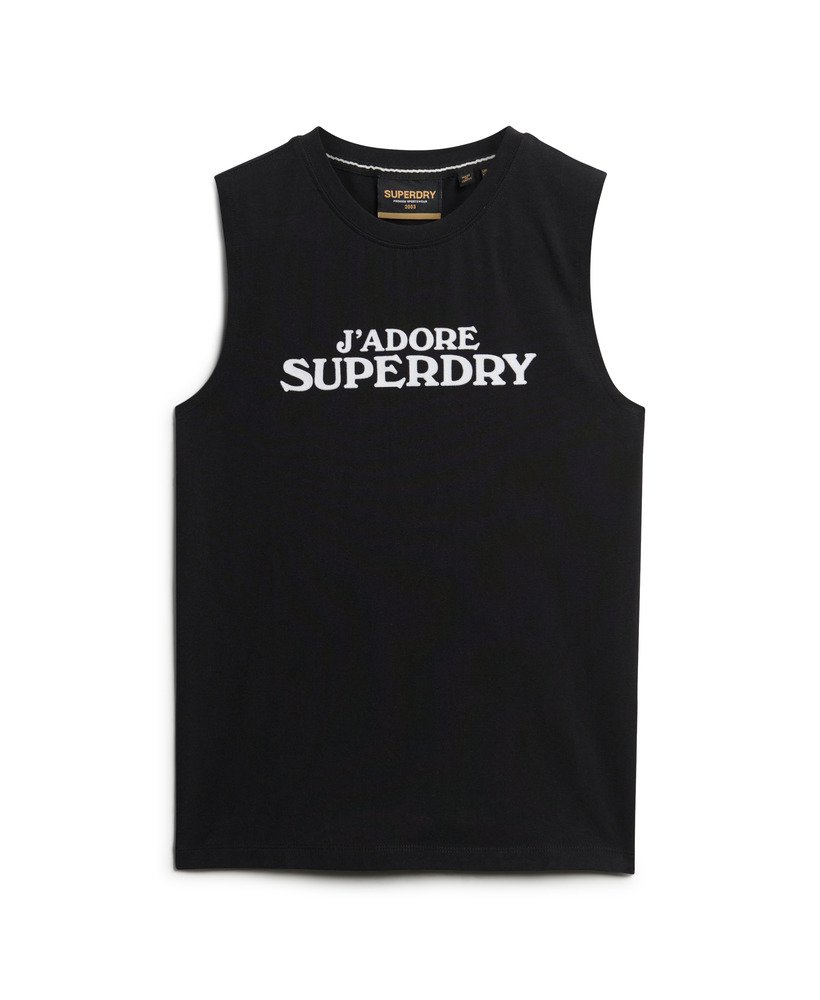 sport luxe graphic fitted tank top in zwartwit
