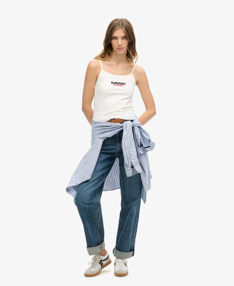 sportswear logo nauwsluitende cami top in briljant wit