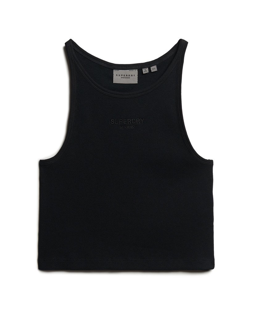 geborduurd ribvest in zwart
