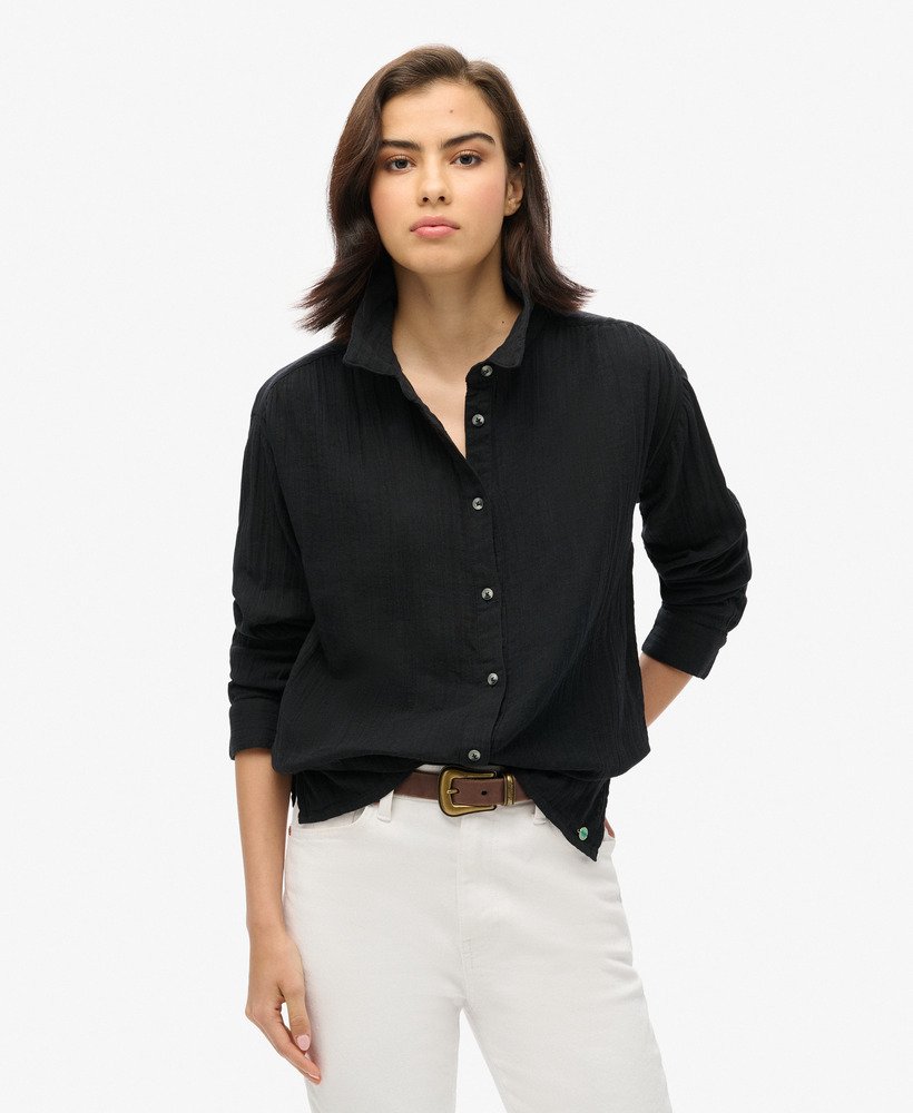 lange strandblouse in zwart