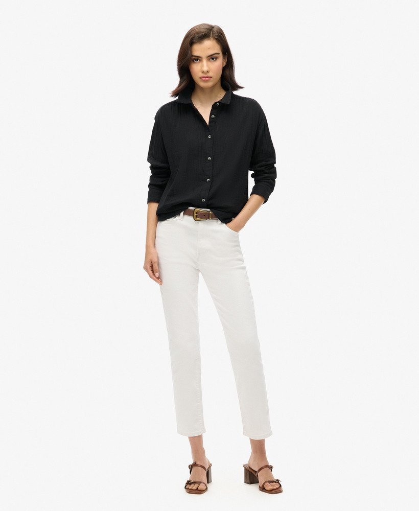 lange strandblouse in zwart