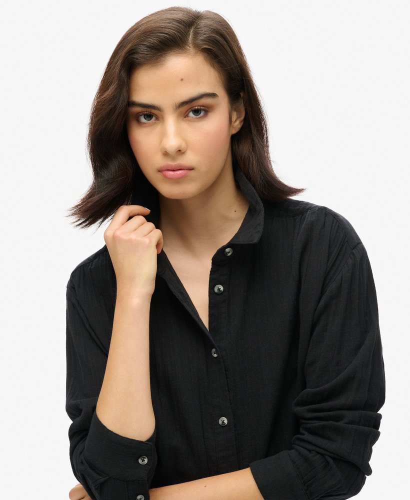lange strandblouse in zwart