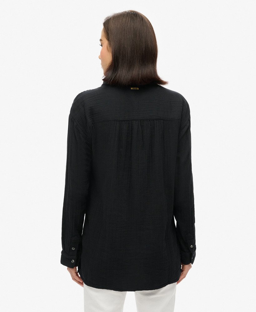 lange strandblouse in zwart
